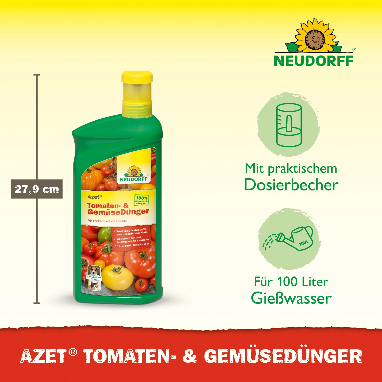 Neudorff Azet Plus Tomaten- und Gemüse-Dünger, 1 Liter Flasche.