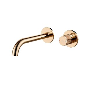 Emke Waschtischarmatur Unterputz in Roségold für Wandmontage. Moderner Wasserhahn mit Auslauf und Einhebelmischer.