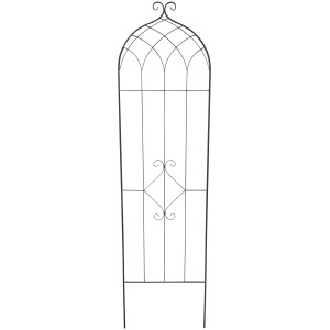 Dunkelgraues Rank-Spalier Bogen Ornament, 180 cm hoch, aus pulverbeschichtetem Stahl für Kletterpflanzen.