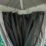 Detailaufnahme Sojag Pavillon Messina 12x16 Champagner mit Moskitonetz und Vorhangschiene.