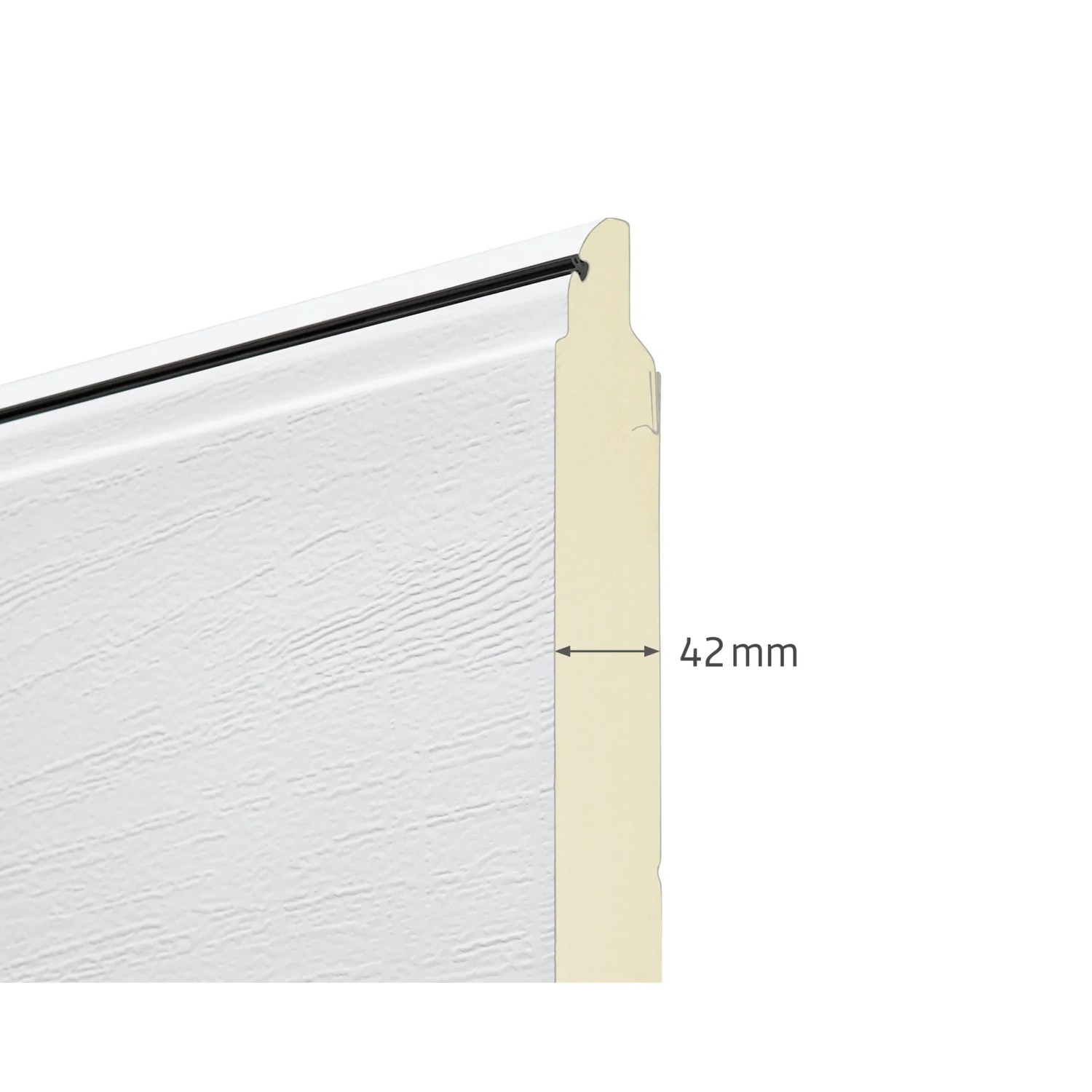 Detailaufnahme EcoStar Garagen-Sektionaltor, 42 mm Lamellenstärke, Verkehrsweiß.