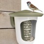 SingingFriend Vogelfutter-Spender Multi Feedr in Grün-Weiß mit Spatz auf dem Dach.