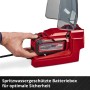 Einhell Akku-Wasserpumpe: Detailaufnahme der Power X-Change Batteriebox mit eingesetztem Akku.
