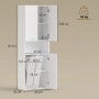 Weißer HOMCOM Badezimmerschrank, 174 cm hoch, mit Doppeltüren, offenem Fach und kippbarem Wäschekorb.