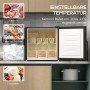HOMCOM Mini-Gefrierschrank 35L, schwarz, offen, zeigt einstellbare Temperatur (-14 bis -24°C) und gelagerte Lebensmittel.
