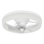 Runder weißer Eglo LED-Deckenventilator Castaic, 50 cm, mit transparenten Flügeln und integrierter Beleuchtung.