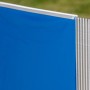 Detailansicht: Weiße Stahlwand und blaue Innenfolie des runden Gre Fidji Pools, Ø 350 cm.