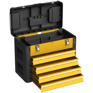 HOMCOM Werkzeugkiste Stahl Kunststoff 49,7L x 25,3B x 40,7H cm Gelb