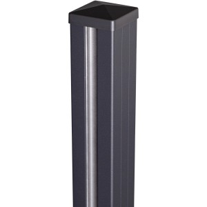 GroJa Alu-Steckzaunpfosten Lumino mit Pfostenkappe 300 x 9 x 9 cm Anthrazit