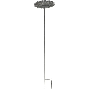 Grauer Mica Decorations Gartenstecker Vogelfutterer, 100 cm hoch, aus Metall.