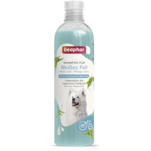Beaphar Hundeshampoo für weißes Fell, 250ml Flasche. Shampoo mit Grüntee-Extrakt und Aloe Vera.