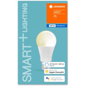 LEDVANCE SMART+ Bluetooth LED-Lampe, E27, 9W, dimmbar, klassische Kolbenform.