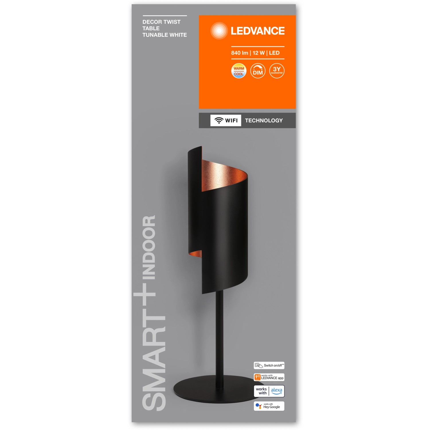Ledvance Smart+ WiFi Tischlampe Decor Twist, schwarz, 39,2 cm. Smarte Leuchte für Innenräume.