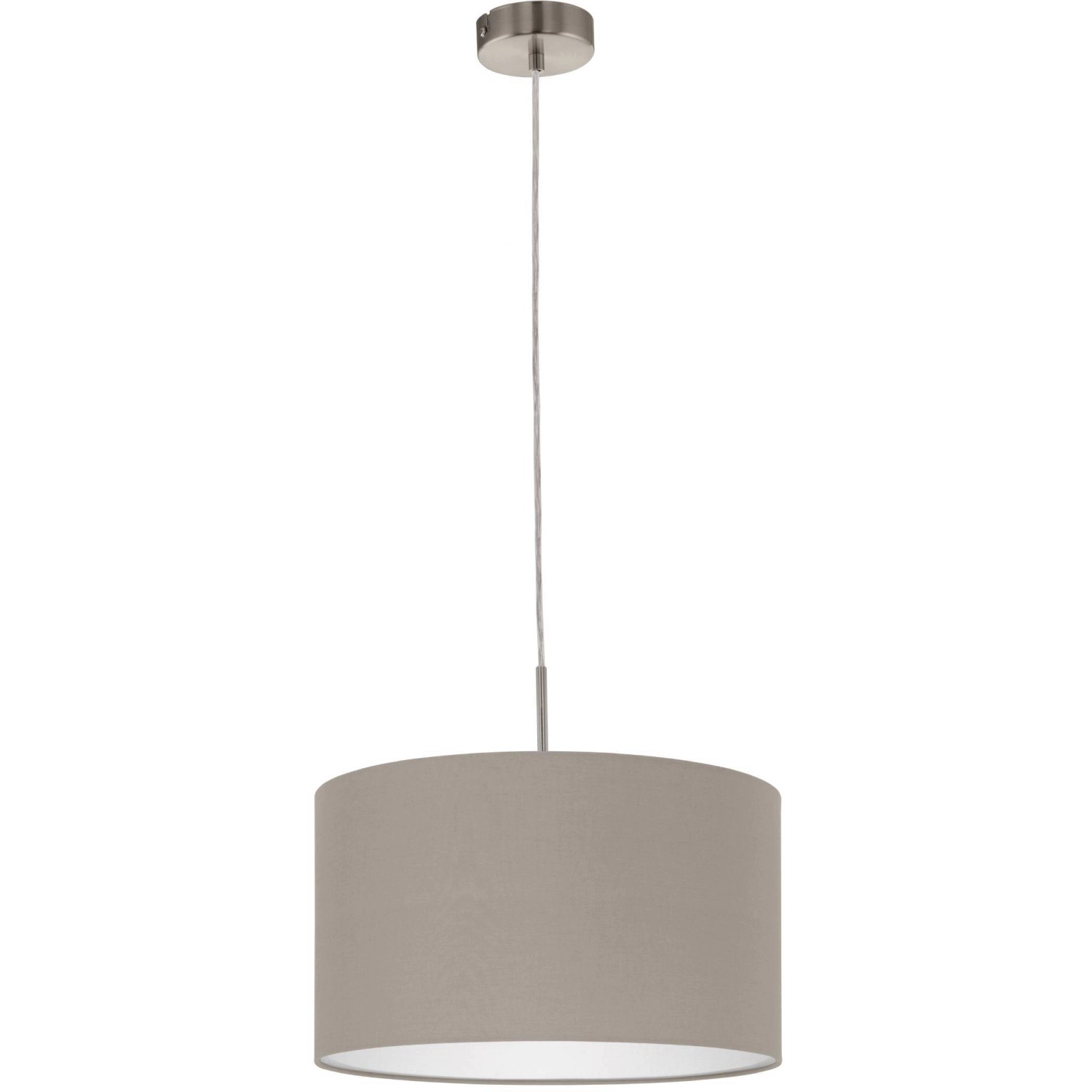 Moderne Eglo Hängeleuchte Pasteri in Taupe mit Nickel-mattem Finish, ideal für Wohnräume.