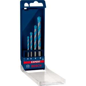 Bosch Expert Multi Construction Bohrer Set, 4-teilig, Größen 4-8 mm, in blauer Verpackung.