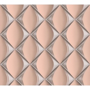 Rosa-silberne Vliestapete mit 3D-Design und leichter Struktur.