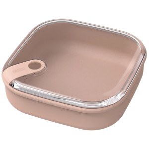 Rotho Frischhaltedose Ela Flach 1 l Rosa, quadratische Vorratsdose mit transparentem Deckel.