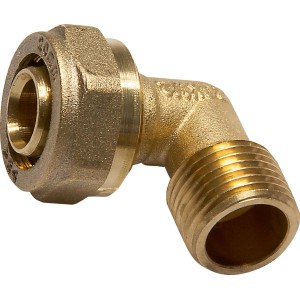 LUX Klemm-Winkel aus Messing, 20 mm x R 3/4 (26,4 mm) für Sanitär- und Heizungsinstallation.