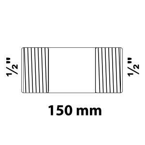 Abbildung eines verzinkten Kirchhoff Rohrdoppelnippel 21 mm (1/2 AG) x 150 mm.