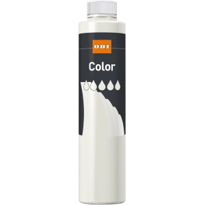 OBI Color Voll- und Abtönfarbe Weiß, 750ml Flasche, matte Farbe zum Mischen und Malen.