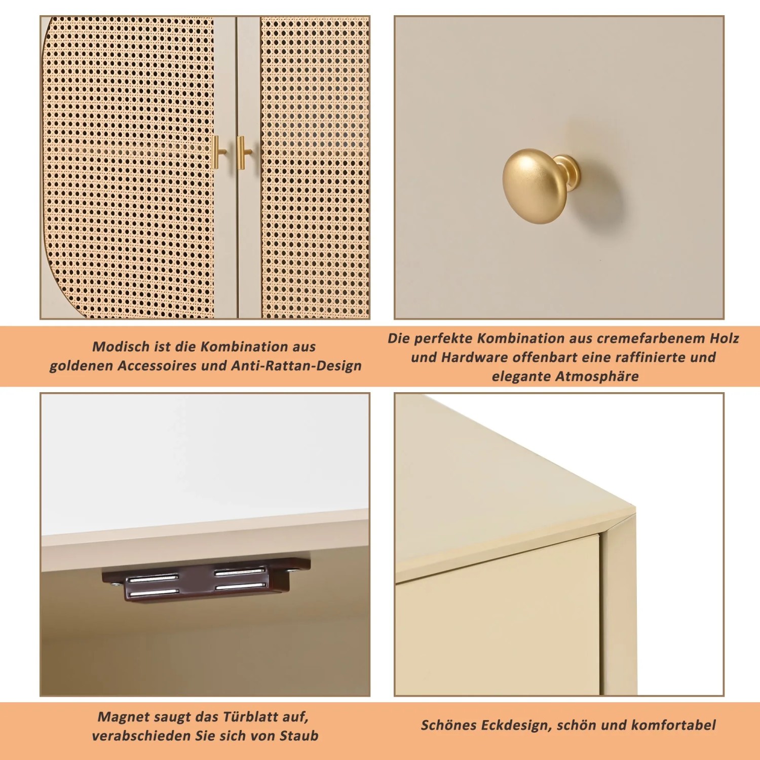 okwish Sideboard mit Türen Schubladen Wohnzimmer 120x40x80cm Beige_6