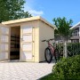 Weka Holz-Gartenhaus Pesaro, unbehandelt, mit Flachdach und Doppeltür. Ideal zur Aufbewahrung im Garten.