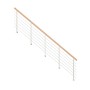 StarWood Metallgeländer Kos, 300 cm, mit Buchenhandlauf, weißen Pfosten und Edelstahl-Füllstäben.