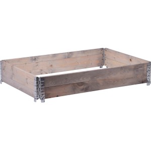 Faltbares Pflanzbeet aus grauem Kiefernholz, 120x80x20 cm, ideal für Gemüse und Kräuter.