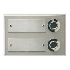 REV Klingeltaster Metall 2-fach, Aufputz Türklingel mit Namensschildern.