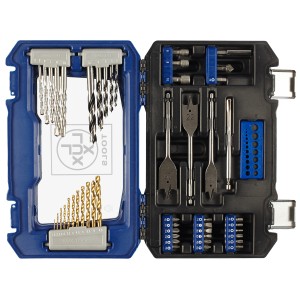 LUX Bohrer- und Bitset, 52-teilig im Koffer. Bohrersets für Holz, Metall und Stein.