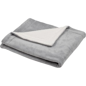 Dunkelgraue Fleecedecke Sherpa (130x150 cm) mit Lammwollplüsch-Seite, ideal als Wohndecke.