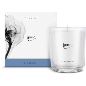 ipuro Duftkerze Classic Balance im Glas mit Verpackung.