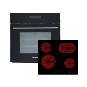 Respekta Backofen-Set PYROSET95500 mit Glaskeramikkochfeld, schwarzes Design.