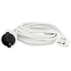 Weißes REV Ritter Verlängerungskabel, 3 m, mit Schutzkontakt-Stecker und -Kupplung.