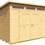 Unbehandeltes Weka Holz-Gartenhaus 264 mit Pultdach und Doppeltür. Ideal zur Aufbewahrung im Garten.