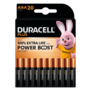 Duracell AAA Batterien, 20er Pack. Alkaline Batterien für diverse Geräte.