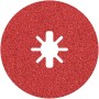 Rote Bosch X-Lock Fiberscheibe R780 mit Sternloch, Körnung 36, für Metall- und Inox-Oberflächen.