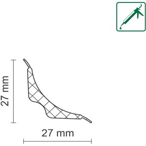 Abbildung einer FN Neuhofer Hohlkehlleiste KU034 PVC Eiche, 27x27x2400 mm, zur Dehnfugenabdeckung.