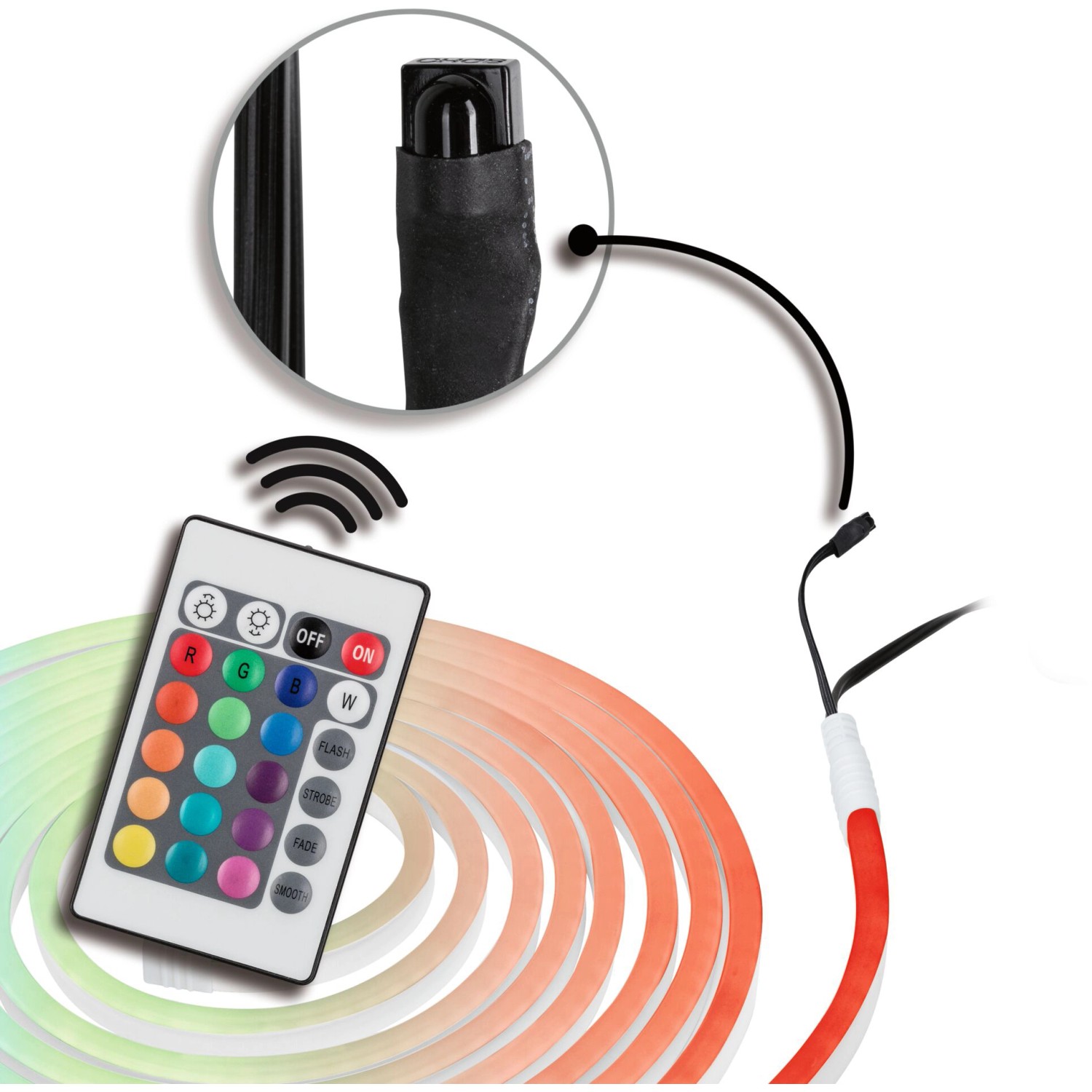 Paulmann SimpLED RGB LED-Streifen 3m mit Fernbedienung für Farbwechsel, Outdoor geeignet.