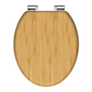 Schütte WC-Sitz aus Bambus mit Absenkautomatik, O-Form, Aufsicht.