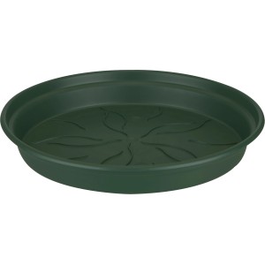 Laubgrüner Elho Untersetzer Green Basics, Ø 22 cm, aus recyceltem Kunststoff für den Außenbereich.