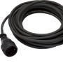 Schwarzes 10 m Verlängerungskabel H05RR-F 3G1,5 mit Schutzkontaktstecker und Verschlusskappe.