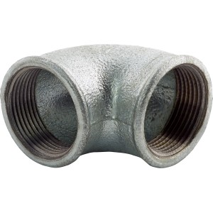 Winkelverbinder 38,9 mm, 90 Grad, aus Temperguss für Wasserinstallationen.