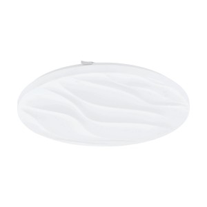 Weiße Eglo LED-Deckenleuchte Benariba mit Wellendekor, Ø 44 cm. Moderne Lampe für Wohnräume.