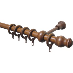 Gardinia Gardinenstangen-Set Lugano, Ø 28 mm, Nussbaum, mit Ringen und Endstücken.