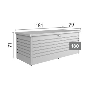 Biohort FreizeitBox 180 Quarzgrau-Metallic. Robuste Gartenbox aus Stahlblech, 181x71x79 cm, mit Schloss.