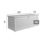 Biohort FreizeitBox 180 Quarzgrau-Metallic. Robuste Gartenbox aus Stahlblech, 181x71x79 cm, mit Schloss.