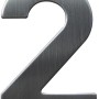Edelstahl Hausnummer Nr. 2 zur einfachen Montage am Haus.