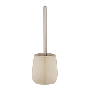 Beige WC-Garnitur Sirmione aus Keramik mit Edelstahlgriff. WC-Bürste für Badezimmer und Gäste-WC.