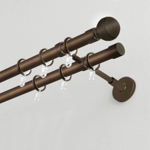 Gardinia Chicago Gardinenstange, 2-läufig, Bronze, 20 mm Durchmesser, mit Ringen und Träger.